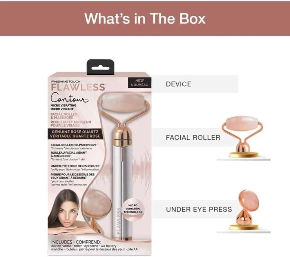 Vibrating Facial Roller Massager – Rose Quartz