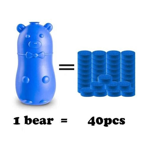 Bear Toilet Cleaner – Bear-Shaped Cleaning Tablet Storage Bottle (40 pcs)
