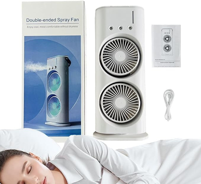 Double Ended Spray Fan – Dual Cooling Mist Fan with LED
