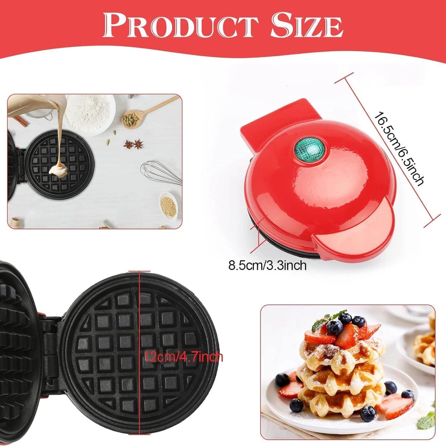 Electric Mini Waffle Maker – Compact 350W Non-Stick Waffle & Snack Machine