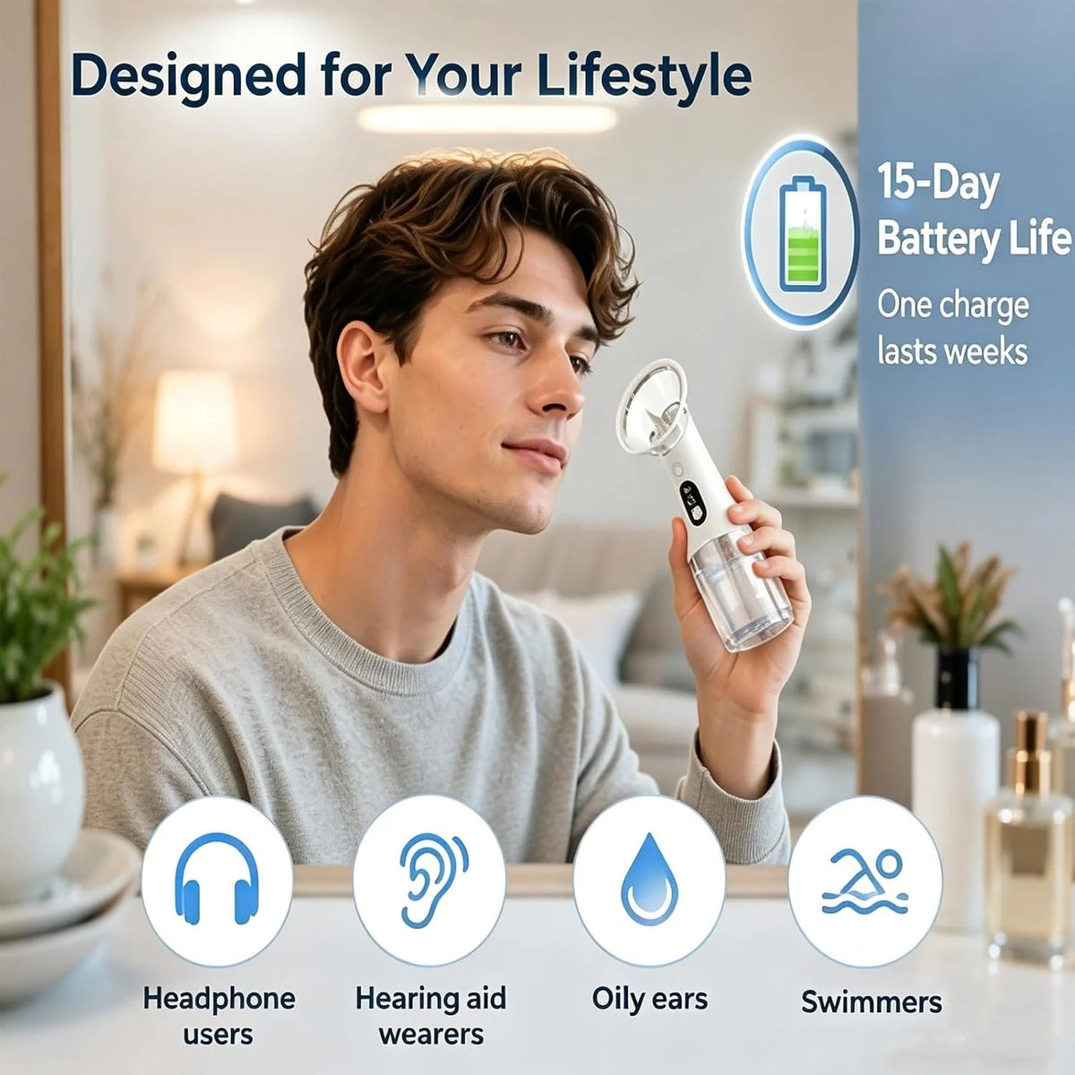Electric Ear Wax Remover – Fully Automatic Ear Cleaner (IPX7 Waterproof)