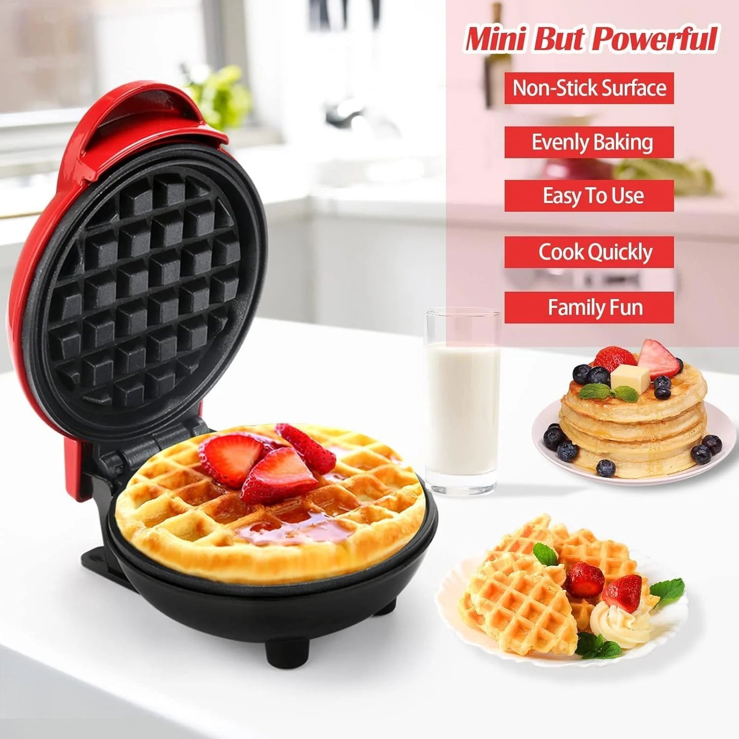 Electric Mini Waffle Maker – Compact 350W Non-Stick Waffle & Snack Machine