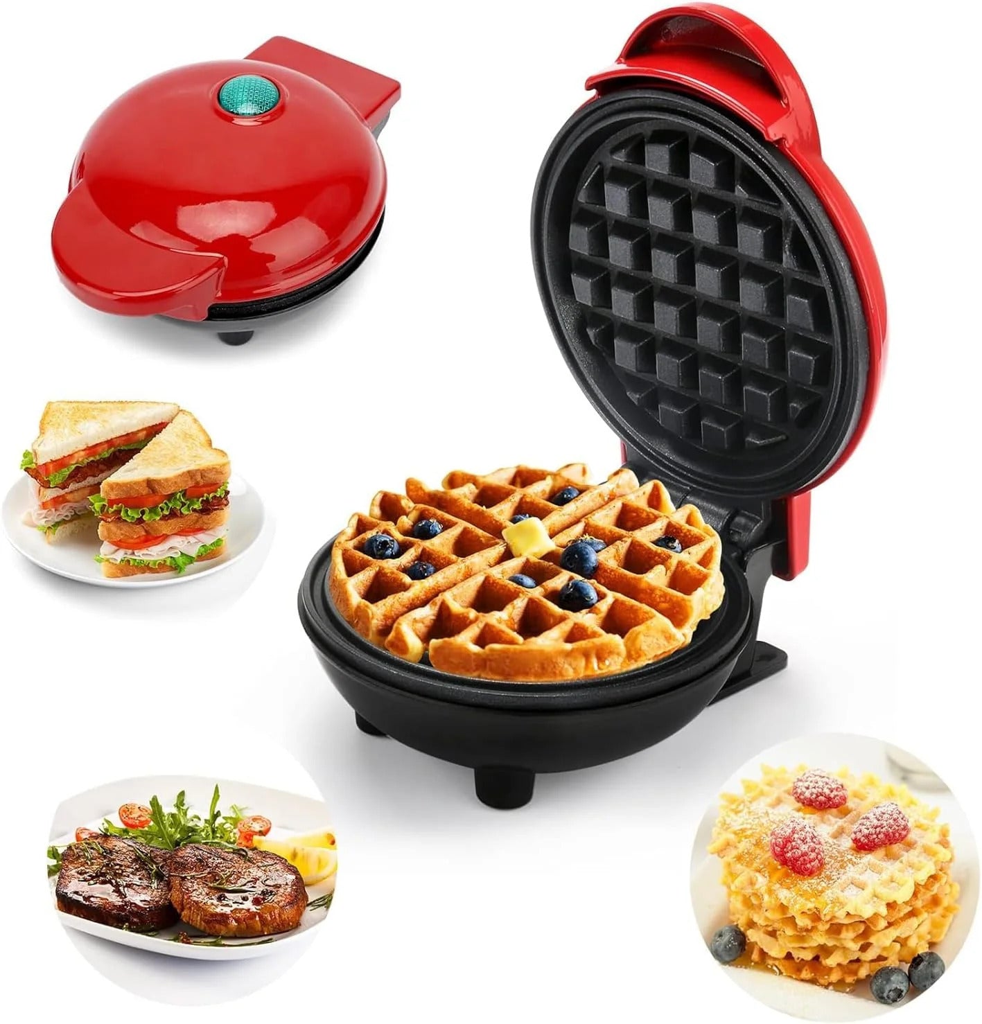 Electric Mini Waffle Maker – Compact 350W Non-Stick Waffle & Snack Machine
