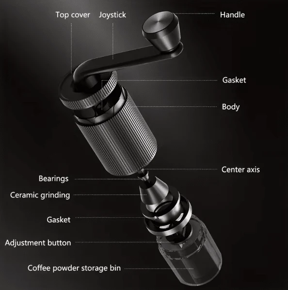 Manual Coffee Grinder – Hand-Crank Grinder with Adjustable Grind Size