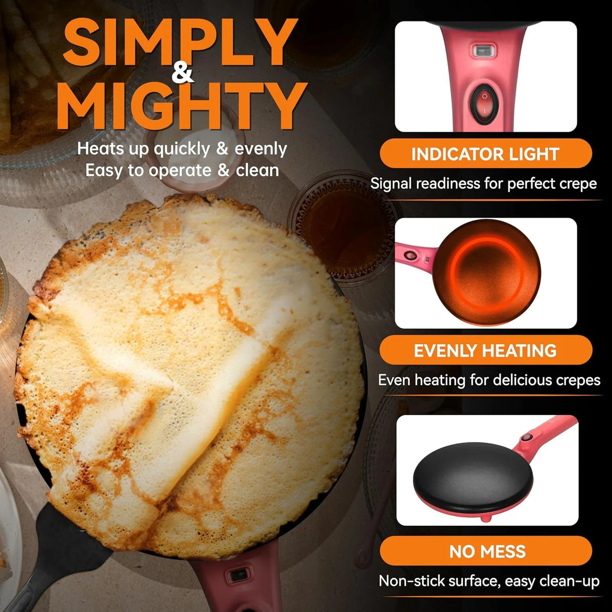 Electric Crepe Maker Machine – 20cm Non-Stick Pan, 800W (CYGM-8201)