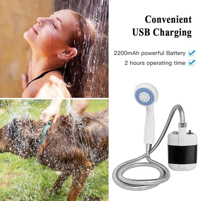 Compact Handheld Outdoor Shower – Rechargeable Portable Shower Kit