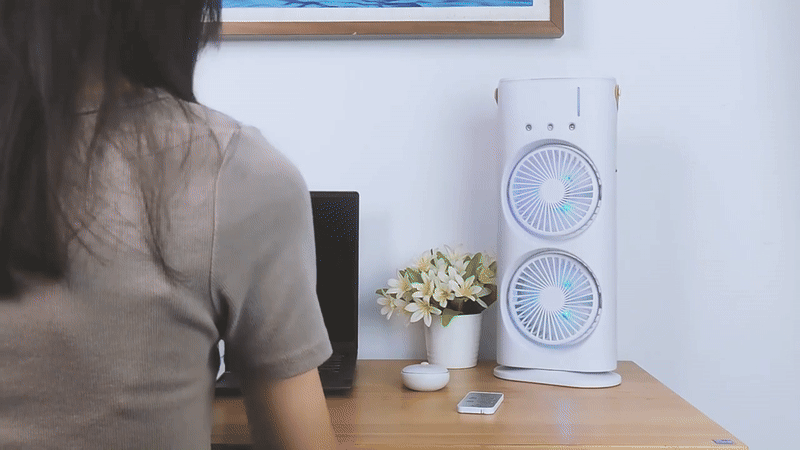 Double Ended Spray Fan – Dual Cooling Mist Fan with LED