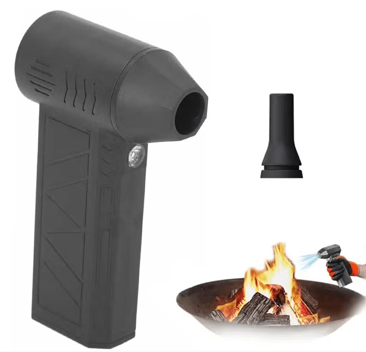 Mini Turbo Jet Fan – Fast BBQ & Campfire Blower with LED Light