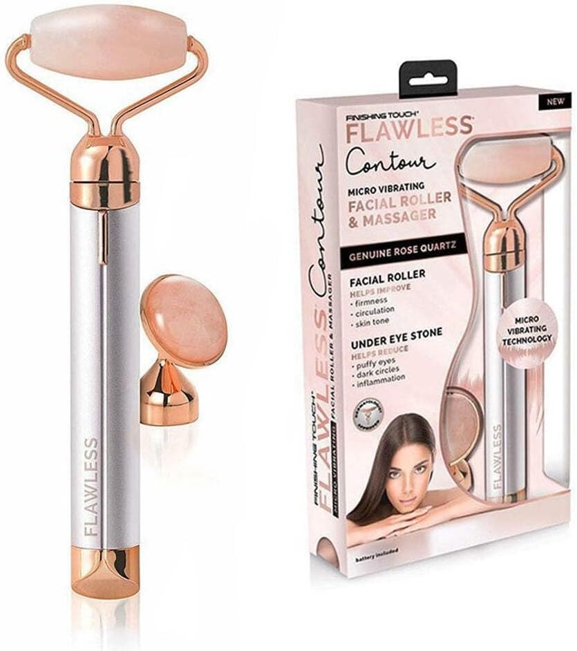 Vibrating Facial Roller Massager – Rose Quartz